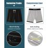 imageAPTRO Mens Swim Trunks with Compression Liner 5 Inch Bathing Suit Beach SwimsuitsM5black Grey