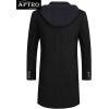 imageAPTRO Mens Wool Trench Coat Winter Hoodie Coat Premium Business Wool JacketHoodie Black