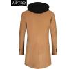 imageAPTRO Mens Wool Trench Coat Winter Hoodie Coat Premium Business Wool JacketHoodie Camel