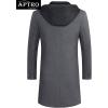 imageAPTRO Mens Wool Trench Coat Winter Hoodie Coat Premium Business Wool JacketHoodie Gray