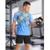imageMens Athletic TShirt Performance Gym Shirt Quick Dry Moisture Wicking Running Workout Short Sleeve TopsYellow and Blue Stripes