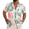 imageAPTRO Mens Hawaiian Shirt Short Sleeve Tropical Vacation Button Down Beach Floral Palm ShirtsHibiscus Pink