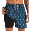 imageAPTRO Mens Swim Trunks with Compression Liner 5 Inch Bathing Suit Beach SwimsuitsH4green Palmnavy