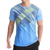 imageMens Athletic TShirt Performance Gym Shirt Quick Dry Moisture Wicking Running Workout Short Sleeve TopsYellow and Blue Stripes
