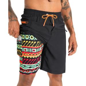 imageAPTRO 2 in 1 Mens Swim Trunks 9quot with Zipper Pockets Bathing Suit Builtin Board Shorts Swimwear Long ShortsBs08 Multicolor