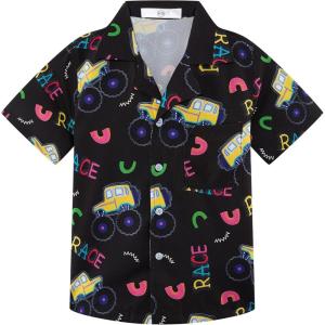imageAPTRO Boys Hawaiian Shirt Tropical Beach Casual Summer Shirt with Pocket Short Sleeve 415 YearsKb01 Blackcar