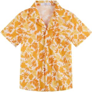 imageAPTRO Boys Hawaiian Shirt Tropical Beach Casual Summer Shirt with Pocket Short Sleeve 415 YearsKf02 Yellow Floral