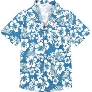 imageAPTRO Boys Hawaiian Shirt Tropical Beach Casual Summer Shirt with Pocket Short Sleeve 415 YearsKs21white Flower