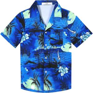 imageAPTRO Boys Hawaiian Shirt Tropical Beach Casual Summer Shirt with Pocket Short Sleeve 415 YearsKs26palm Blue