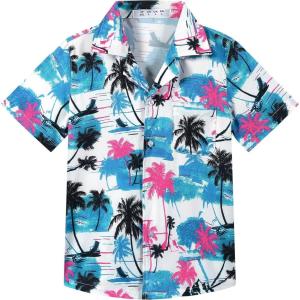 imageAPTRO Boys Hawaiian Shirt Tropical Beach Casual Summer Shirt with Pocket Short Sleeve 415 YearsPalm Tree