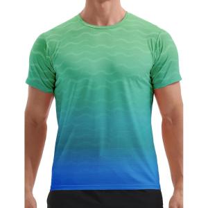imageAPTRO Mens Athletic TShirts Quick Dry Running Workout Shirts Short Sleeve Activewear Crew Neck Gym Tee TopsDeep Bluegreen