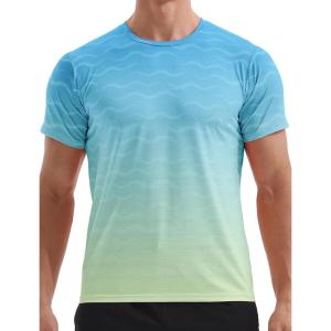 imageAPTRO Mens Athletic TShirts Quick Dry Running Workout Shirts Short Sleeve Activewear Crew Neck Gym Tee TopsLight Bluegreen