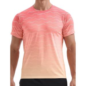 imageAPTRO Mens Athletic TShirts Quick Dry Running Workout Shirts Short Sleeve Activewear Crew Neck Gym Tee TopsOrangepink