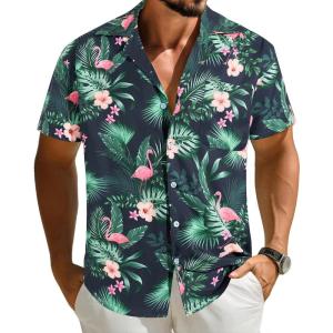 imageAPTRO Mens Hawaiian Shirt Short Sleeve Tropical Vacation Button Down Beach Floral Palm Shirts034 Navy Monstera