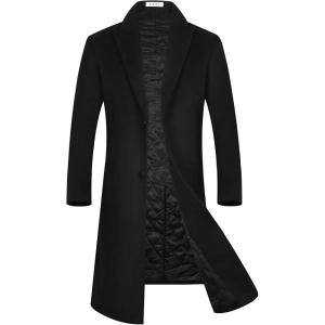 imageAPTRO Mens Luxury Full Length Trench Coat Long Wool Overcoat Winter WindbreakerS17black Full Length