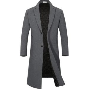 imageAPTRO Mens Luxury Full Length Trench Coat Long Wool Overcoat Winter WindbreakerS17grey Full Length