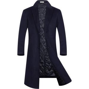imageAPTRO Mens Luxury Full Length Trench Coat Long Wool Overcoat Winter WindbreakerS17navy Full Length