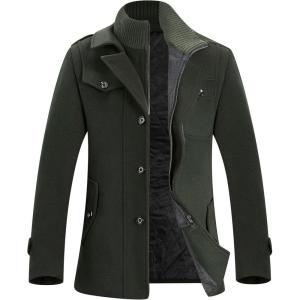 imageAPTRO Mens Pea Coat Wool Jacket Windbreaker Single Breasted Winter Coat11armygreen