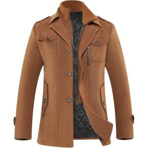 imageAPTRO Mens Pea Coat Wool Jacket Windbreaker Single Breasted Winter Coat11camel