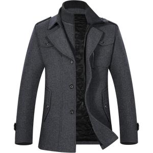 imageAPTRO Mens Pea Coat Wool Jacket Windbreaker Single Breasted Winter Coat11elegant Grey