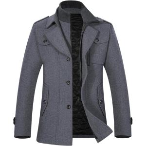 imageAPTRO Mens Pea Coat Wool Jacket Windbreaker Single Breasted Winter Coat11light Grey