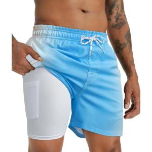 imageAPTRO Mens Swim Trunks with Compression Liner 5 Inch Bathing Suit Beach SwimsuitsM06blue