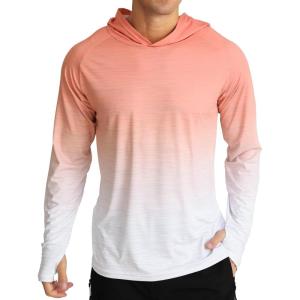 imageAPTRO Mens UPF 50 Sun Protection Long Sleeve Hoodie Shirts UV Outdoor Fishing Shirts SPF Rash Guard Shirts for MenMs18 Gradient Orange