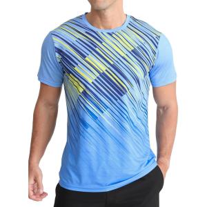 imageMens Athletic TShirt Performance Gym Shirt Quick Dry Moisture Wicking Running Workout Short Sleeve TopsYellow and Blue Stripes