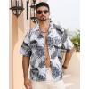 imageAPTRO Mens Hawaiian Shirt Short Sleeve Tropical Vacation Button Down Beach Floral Palm ShirtsM7 Palm Black  White