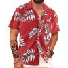 imageAPTRO Mens Hawaiian Shirt Short Sleeve Tropical Vacation Button Down Beach Floral Palm ShirtsHw024monstera Red