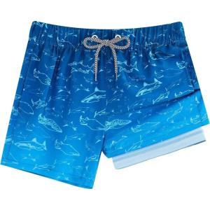 imageAPTRO Boys Swim Trunks with Compression Liner Beach Shorts Quick Dry Bathing Suits SwimwearS01gradient Blue