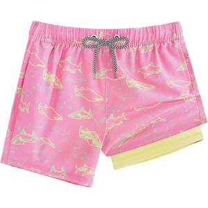 imageAPTRO Boys Swim Trunks with Compression Liner Beach Shorts Quick Dry Bathing Suits SwimwearS03pink