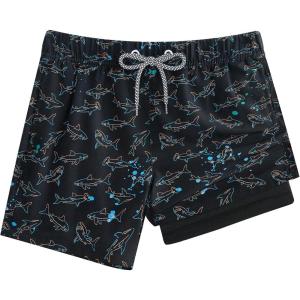 imageAPTRO Boys Swim Trunks with Compression Liner Beach Shorts Quick Dry Bathing Suits SwimwearS05black
