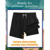 imageAPTRO Mens Swim Trunks Bathing Suit with Compression Liner Board Shorts Beach 5 inch Swimsuit 2 in 1 Swimwear Zipper PocketsLr09 Black
