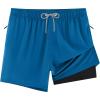 imageAPTRO Mens Swim Trunks Bathing Suit with Compression Liner Board Shorts Beach 5 inch Swimsuit 2 in 1 Swimwear Zipper PocketsLr08 Navy