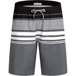 imageAPTRO Mens Swim Trunks 9quot Quick Dry Swimsuits Beach Bathing Suits Swim Shorts Mesh LinerA14 Stripes Grey