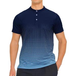imageAPTRO Mens Henley Shirts Short Sleeve MoistureWicking Athletic Shirt with 4Way Stretch Quick Dry Button Up Casual Top018 Blue