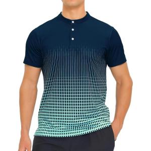 imageAPTRO Mens Henley Shirts Short Sleeve MoistureWicking Athletic Shirt with 4Way Stretch Quick Dry Button Up Casual Top019 Navy