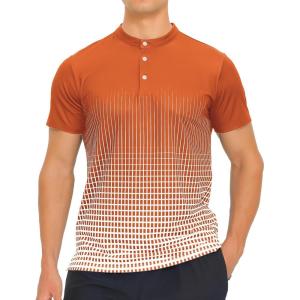 imageAPTRO Mens Henley Shirts Short Sleeve MoistureWicking Athletic Shirt with 4Way Stretch Quick Dry Button Up Casual Top020 Orange