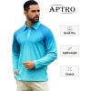 imageAPTRO Long Sleeve Polo Shirts for Men Performance Golf Shirt Dry Fit Moisture Wicking Fashion Print TShirtGradient Blue