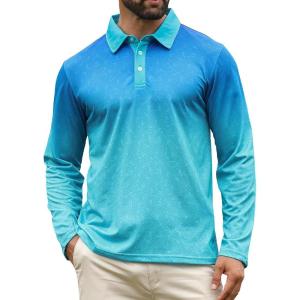 imageAPTRO Long Sleeve Polo Shirts for Men Performance Golf Shirt Dry Fit Moisture Wicking Fashion Print TShirtGradient Blue