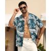 imageAPTRO Mens Hawaiian Shirt Short Sleeve Tropical Vacation Button Down Beach Floral Palm ShirtsMonsteram1 Green