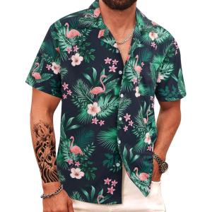 imageAPTRO Mens Hawaiian Shirt Short Sleeve Tropical Vacation Button Down Beach Floral Palm Shirts034 Navy Monstera