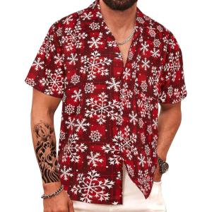 imageAPTRO Mens Hawaiian Shirt Short Sleeve Tropical Vacation Button Down Beach Floral Palm ShirtsM02 Redsnow