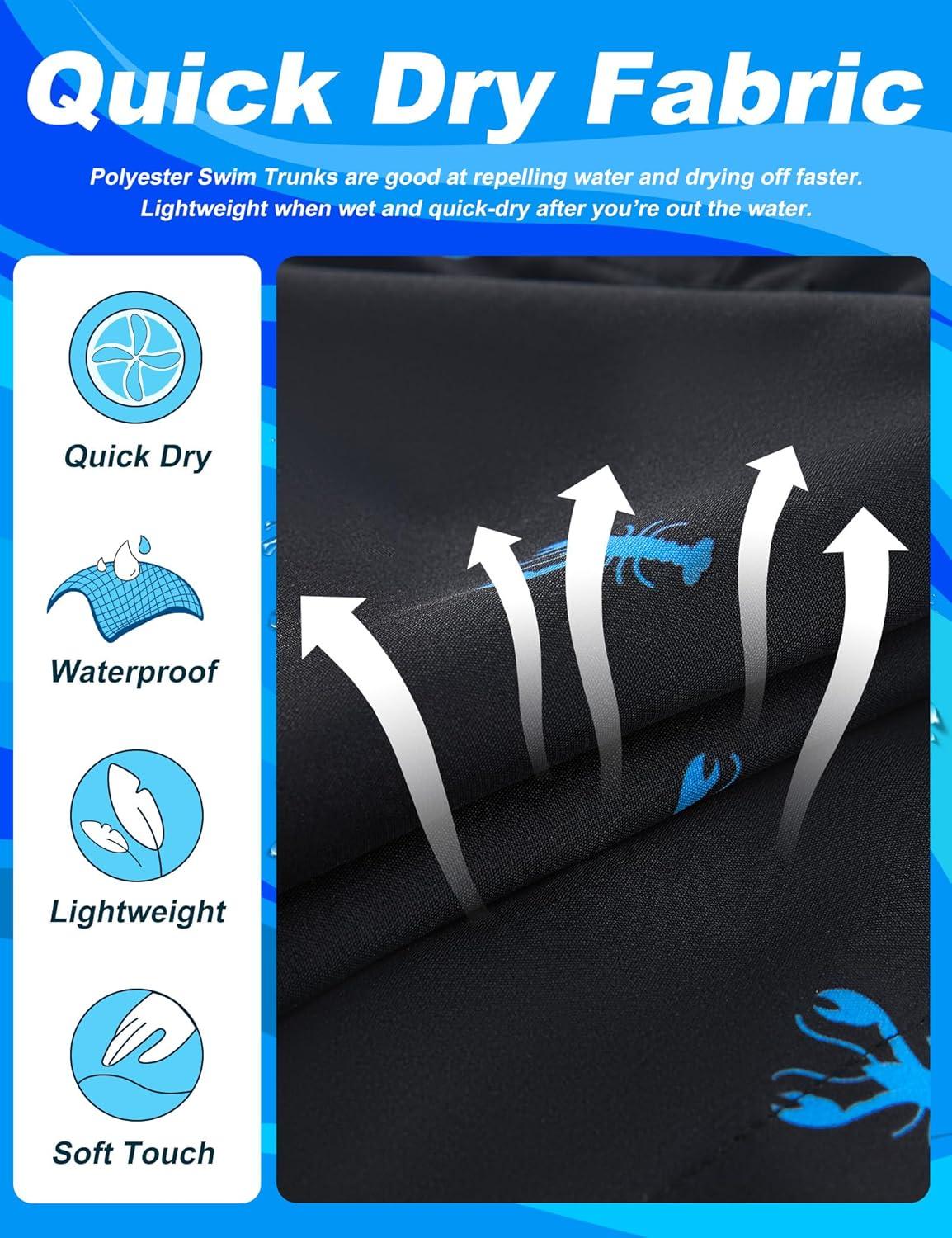 imageAPTRO 2 in 1 Mens Swim Trunks 5quot Quick Dry Swim Shorts Bathing Suit Swim Trunks with Zipper PocketsW09 Blueblack Lobster