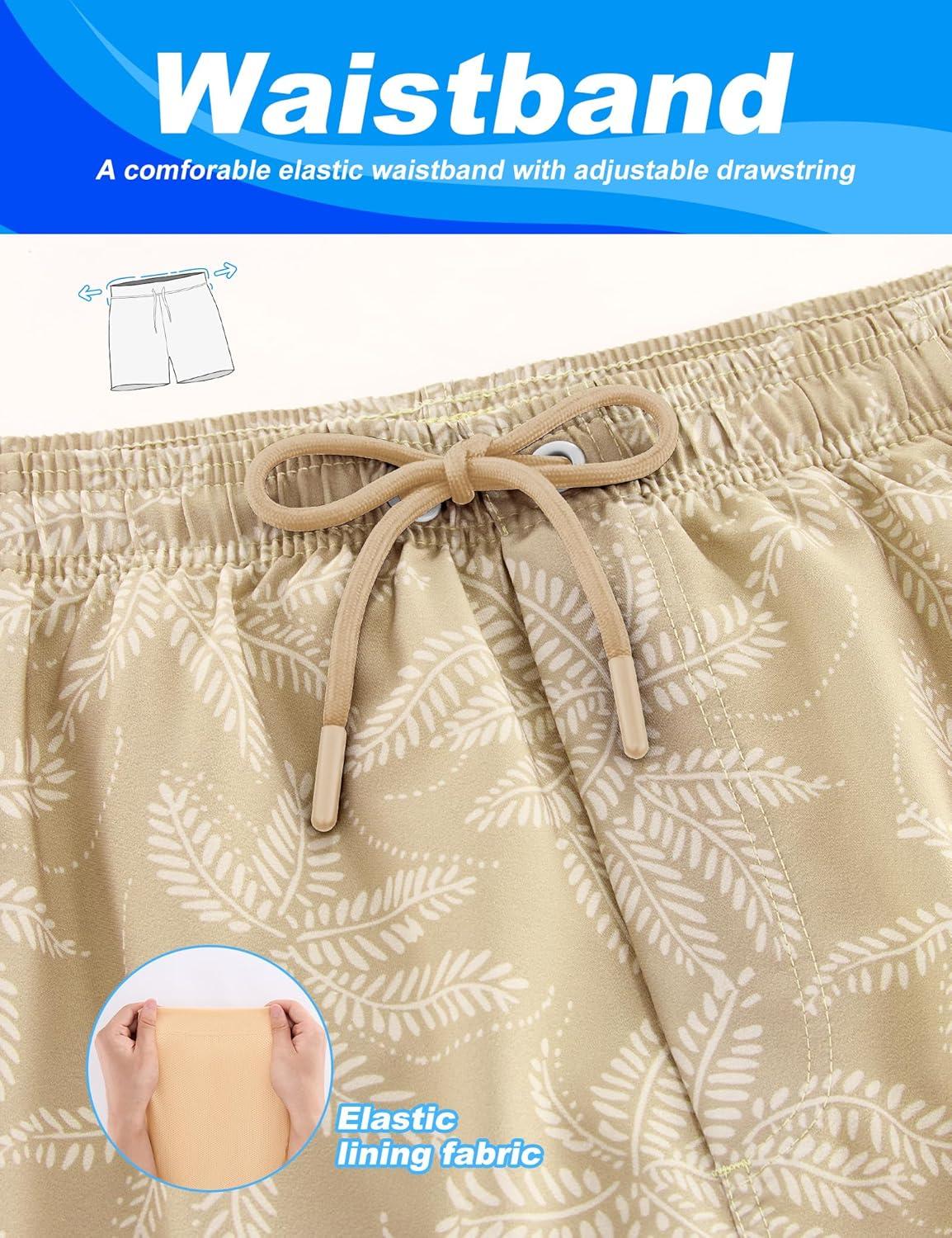 imageAPTRO 2 in 1 Mens Swim Trunks 5quot Quick Dry Swim Shorts Bathing Suit Swim Trunks with Zipper PocketsW11 Brown Leaves