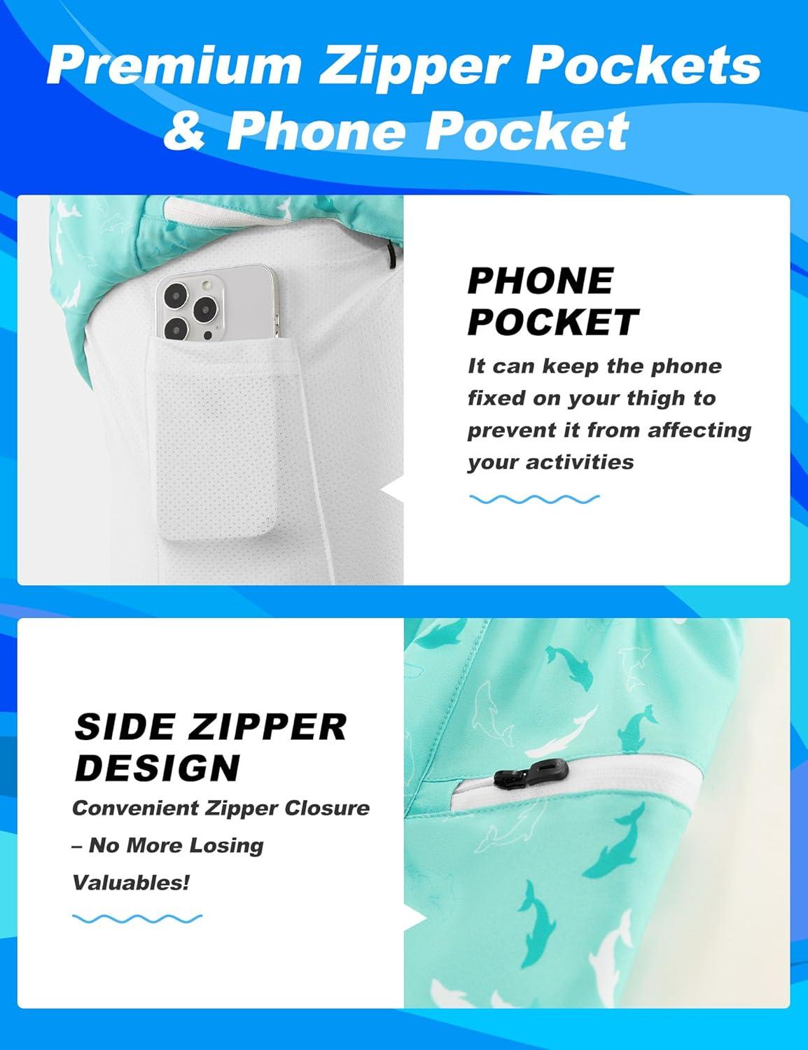 imageAPTRO 2 in 1 Mens Swim Trunks 5quot Quick Dry Swim Shorts Bathing Suit Swim Trunks with Zipper PocketsW12 Mint Fish