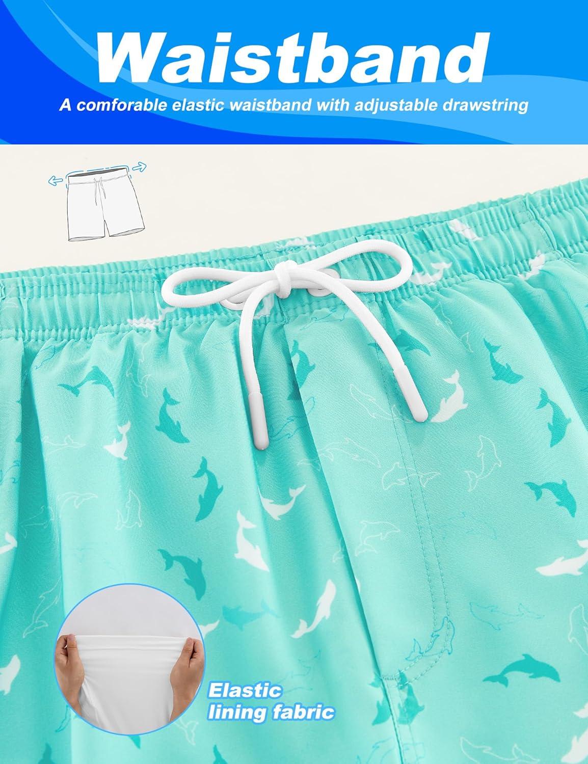 imageAPTRO 2 in 1 Mens Swim Trunks 5quot Quick Dry Swim Shorts Bathing Suit Swim Trunks with Zipper PocketsW12 Mint Fish