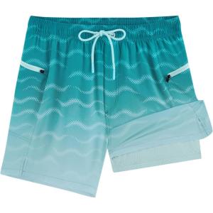 imageAPTRO 2 in 1 Mens Swim Trunks 5quot Quick Dry Swim Shorts Bathing Suit Swim Trunks with Zipper PocketsW05cyan