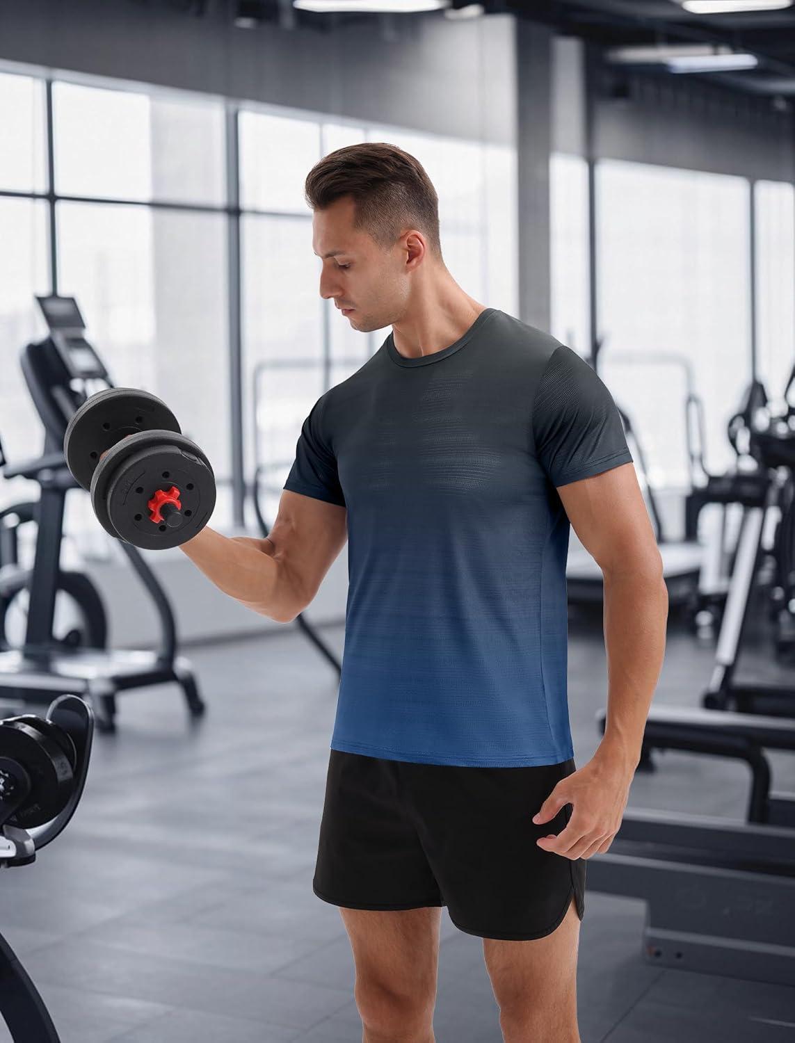 imageAPTRO Mens Athletic TShirts Quick Dry Running Workout Shirts Short Sleeve Activewear Crew Neck Gym Tee TopsB09 Black Blue